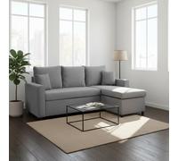 DecHome Divano Angolare 3 Posti Letto Estraibile 225x148x71 cm Grigio - Ash