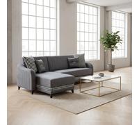 DecHome Divano Angolare 3 Posti Letto Estraibile 246x138x92 cm Grigio - Laos