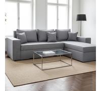 DecHome Divano Angolare 3 Posti Letto Estraibile 250x79x180 Grigio Cenere Olymp