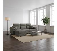 DecHome Divano Angolare 3 Posti Letto Estraibile 265x102x166 cm Grigio - Como II