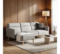 DecHome Divano Angolare 3 Posti Moderno con Chaise Longue Letto in Tessuto Dimensioni 207x146x80 cm colore Grigio Chiaro