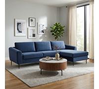 Divano Angolare 3 Posti Moderno in Tessuto 181x96x84cm Blu - Kos DecHome