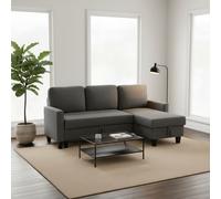 DecHome Divano Angolare 3 Posti Moderno Letto Estraibile 197x129x85 cm Grigio Sc