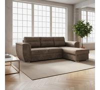 DecHome Divano Angolare 3 Posti Moderno Tessuto 273x95x177 Cappuccino Kendall II