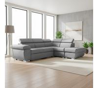 DecHome Divano Angolare 4 Posti Penisola Destra Letto 264x220x76 Grigio Fiona