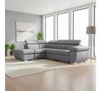 DecHome Divano Angolare 4 Posti Penisola Sinistra Letto 264x220x76 Grigio Fiona