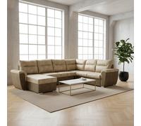 DecHome Divano Angolare 5 Posti Letto Estraibile 142x99x89 cm Taupe - Washington
