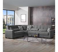 DecHome Divano Angolare 5 Posti Moderno con Letto Estraibile Vano Contenitore in Tessuto Dimensioni 312x253x79 cm colore Grigio - Fermina Wedge