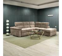DecHome Divano Angolare 5 Posti Penisola Letto 269x230x77 cm Cappuccino Amalfi