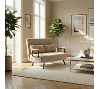 DecHome Divano Letto 2 Posti in Tessuto effetto Velluto 102x73x81 cm Beige