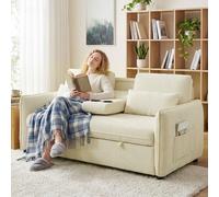 DecHome - Divano Letto 2 Posti Moderno in Ciniglia Dimensioni 166x90x84 cm Beige