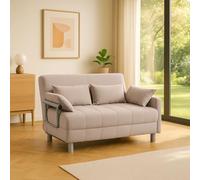DecHome - Divano Letto 2 Posti Moderno in Tessuto Dimensioni 102x82x81 cm Crema