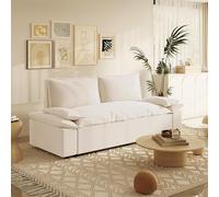 Divano Letto 2 Posti Moderno in Vellutino 185x85x85 cm Beige Belly DecHome