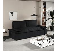 DecHome Divano Letto 2 Posti Moderno in Vellutino 185x85x85 cm Nero Belly