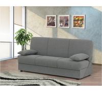 DecHome Divano Letto 3 Posti Cosy con Cuscini e Contenitore Porta Oggetti 190x81x90 cm colore Grigio - LUMOS 10 LIGHT GREY