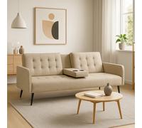 DecHome Divano Letto 3 Posti Moderno in Tessuto 196/180x81x78 cm Beige