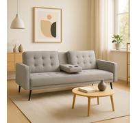DecHome Divano Letto 3 Posti Moderno in Tessuto 196/180x81x78 cm Grigio Chiaro