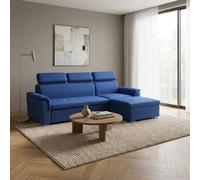 DecHome Divano Letto 3 Posti Moderno in Tessuto 234x148x84 cm Blu