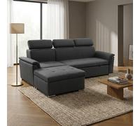 Divano Letto 3 Posti Moderno in Tessuto 234x148x84 cm Grigio Scuro DecHome