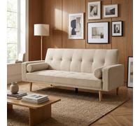 DecHome Divano Letto 3 Posti Moderno in Tessuto Dimensioni 186x84x85 cm colore Beige