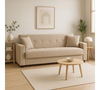 DecHome Divano Letto 3 Posti Moderno in Tessuto Dimensioni 212x80x87 cm colore Beige - Nora