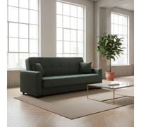 Divano Letto 3 Posti Vano Contenitore in Tessuto 225x88x94 cm Oliva DecHome