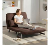 DecHome - Divano Letto 2 Posti Clic-Clac Moderno in Ecopelle Dimensioni 111x80x78 cm Marrone