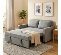 DecHome - Divano Letto 2 Posti Clic-Clac Moderno in Tessuto effetto Lino Dimensioni 148x86x91.5 cm Grigio