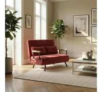 DecHome Divano Letto Clic-Clac 2 Posti Moderno in Velluto 102x73x81 cm Rosso
