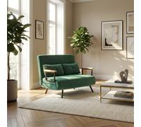 DecHome Divano Letto 3 in 1 in Tessuto Effetto Velluto con Schienale Regolabile e 2 Cuscini 102x73x81 cm colore Verde - 0GNJ587