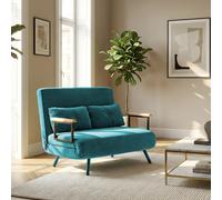 DecHome Divano Letto Clic-Clac 2 Posti Moderno in Velluto Dimensioni 102x73x81 cm colore Verde Acqua