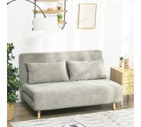 DecHome Divano Letto Clic-Clac 2 Posti Tessuto Effetto Lino Schienale Reclinabile Gambe Legno Ideale per Soggiorno Dimensioni 141x90 cm colore Grigio - DH8...