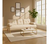 Divano Letto Clic-Clac 3 Posti Stile Scandinavo 181x77x78 cm Beige DecHome