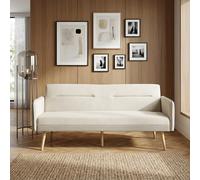 DecHome - Divano Letto 3 Posti Clic Clac Stile Scandinavo in Tessuto Effetto Velluto 185x84x83 cm Colore Beige