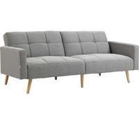 DecHome Divano Letto Matrimoniale con Tessuto Traspirante Effetto Lino e Schienale Regolabile 205x95x80 cm Grigio