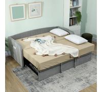 DecHome Divano Letto Moderno 3 Posti in Velluto 205x186x75 cm Grigio Chiaro