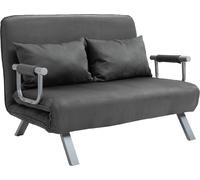 DecHome Divano Letto Singolo in Similpelle e Acciaio con Seduta Regolabile in 5 Posizioni 105x80x78 cm Grigio