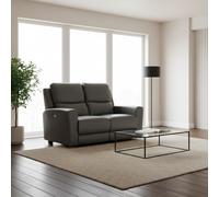 DecHome Divano Relax 2 Posti Moderno Pelle Vera 156x77x103 cm Grigio Scuro Claus