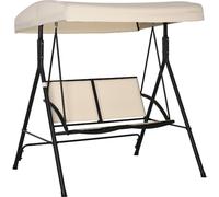 DecHome Dondolo da Giardino 2 Posti con Tetto Regolabile 140x118x162 cm colore Beige