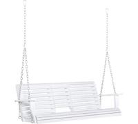 DecHome - Dondolo da Giardino 3 Posti e Tavolino in Legno Dimensioni 150x75x53 cm Colore Bianco