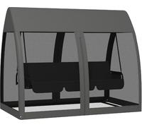 DecHome - Dondolo da Giardino 3 Posti Reclinabile a Letto con Copertura e Zanzariere in Acciaio/Poliestere Dimensioni 240x140x197 cm Colore Grigio