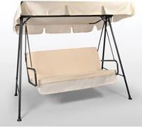 DecHome Dondolo da Giardino Twist 3 Posti in Metallo e Policotone con Cuscini Fiocco e Tetto Parasole colore Beige - SG95001199