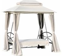 DecHome - Gazebo Giardino con Dondolo da Giardino 3 Posti, 256L x 172P x 248Acm, Crema