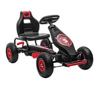 DecHome - Go Kart a Pedali per Bambini da 5+ Anni Seduta Regolabile e Ruote in Gonfiabili Cavalcabile 121x58x61 cm, Rosso