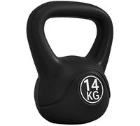 DecHome Kettlebell 14kg in Plastica e Sabbia con Base Piatta e Impugnatura Nero