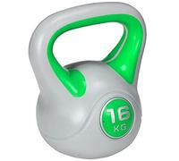 DecHome - Kettlebell 16kg in PU e Sabbia con Base Piatta e Impugnatura per Stacchi Squat e Sollevamenti 26x18x32 cm Verde