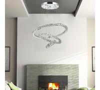 DecHome Lampada a Sospensione Design Moderno con Telecomando Struttura 3 anelli di cristallo