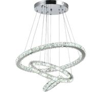 DecHome Lampada a Sospensione Design Moderno con Telecomando Struttura 3 anelli di cristallo - B31185V50