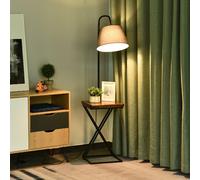 DecHome Lampada da Terra Moderna con Tavolino integrato e Caricatore Wireless colore Marrone