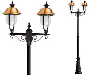 DecHome Lampione per Esterno Vintage Rustico Alto 252 cm da Esterno Lampada da Giardino in Alluminio 2 Luci colore Rame e Nero - APOLLO2 Apollo